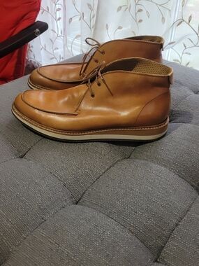 Men's Tan Leather Chukka Boots - Casual Lace-Up